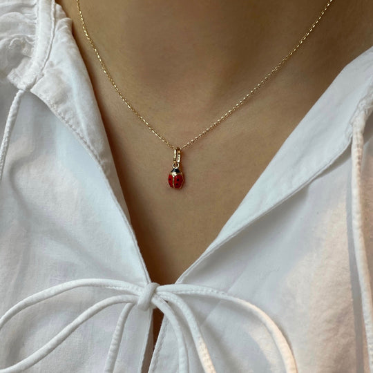 Anhänger COCCINELLA rot 18kt gelbgold - 6x7mm